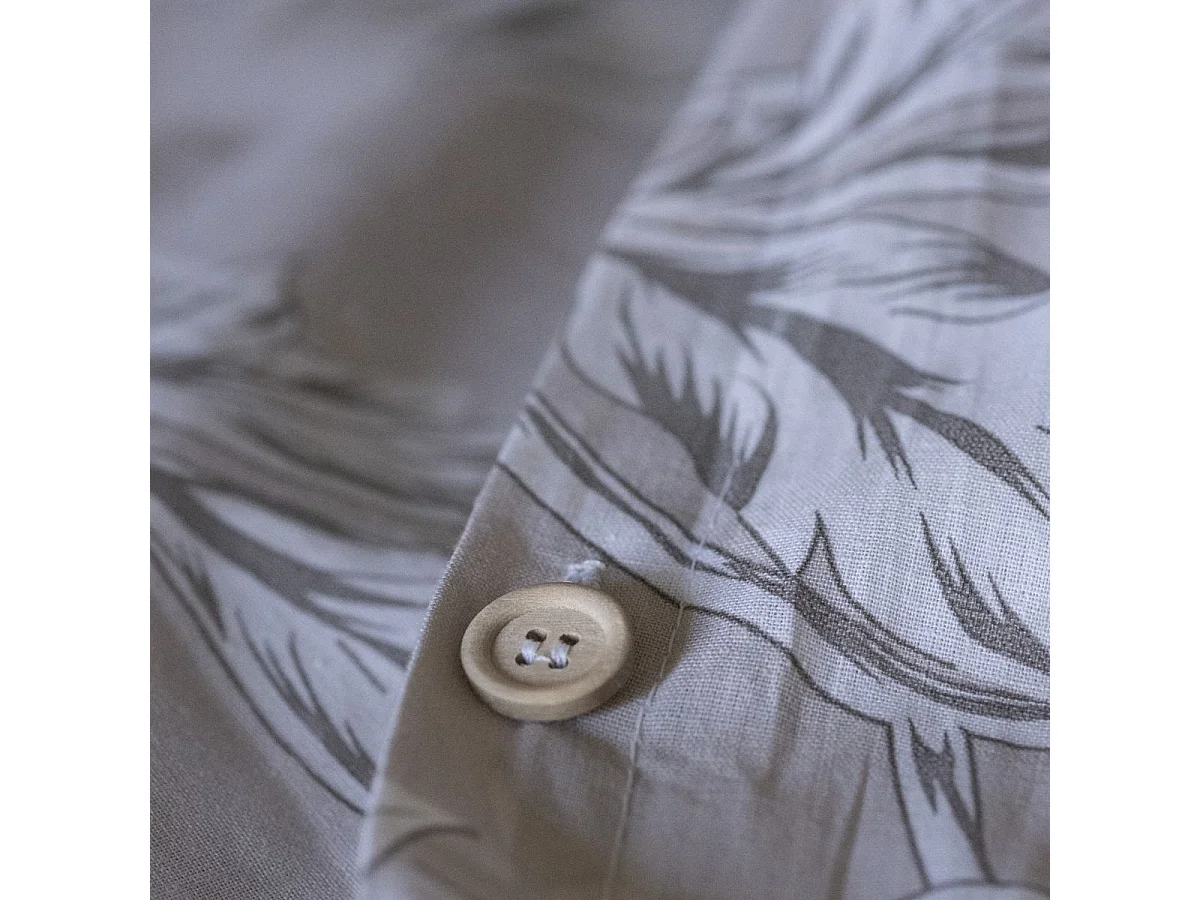 Housse de Couette 200x200cm coton imprimé recto floral verso rayé beige - COTTAGE