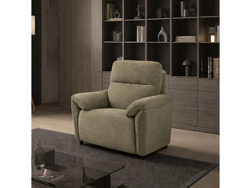 Fauteuil Relax Electrique Tissu Vert Chiné - MAZARO