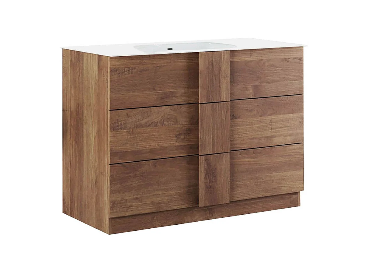 Meuble Vasque 101cm 3 tiroirs aspect bois finition Mercure - ZEUS