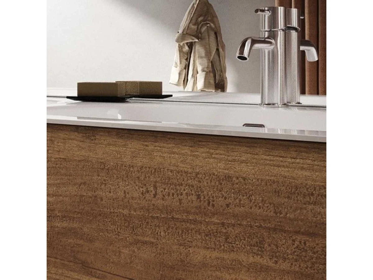 Meuble Vasque 101cm 3 tiroirs aspect bois finition Mercure - ZEUS