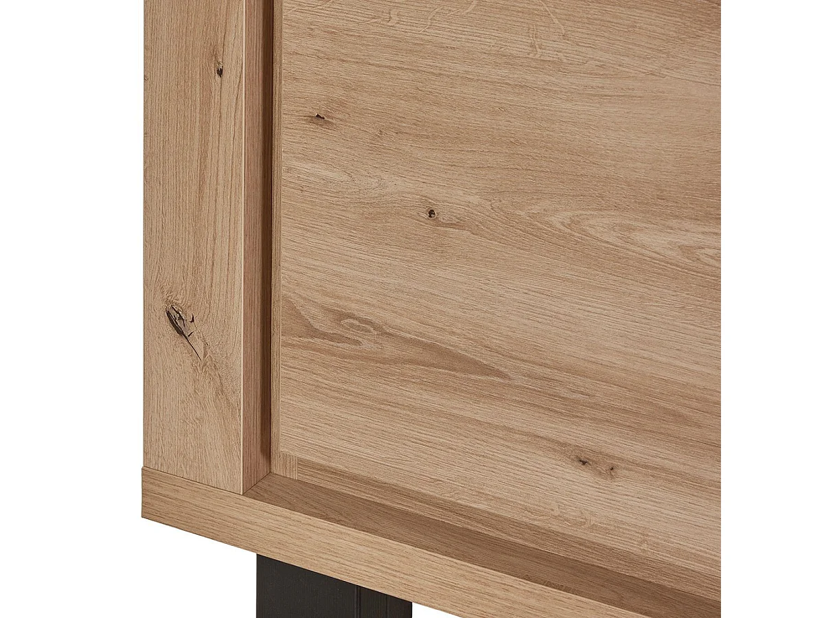 Ensemble séjour complet table repas 230cm piètement X + buffet + argentier aspect bois finition Hudson Oak - URIDSON