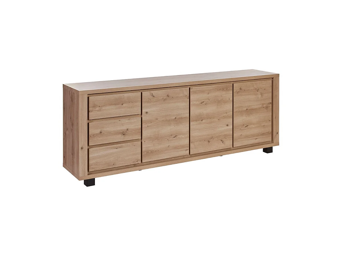 Séjour complet table repas 230cm buffet et argentier aspect bois Hudson Oak - URIDSON