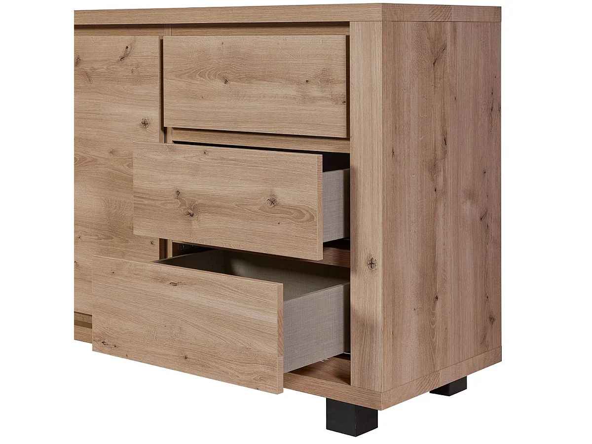 Séjour complet table repas 230cm buffet et argentier aspect bois Hudson Oak - URIDSON