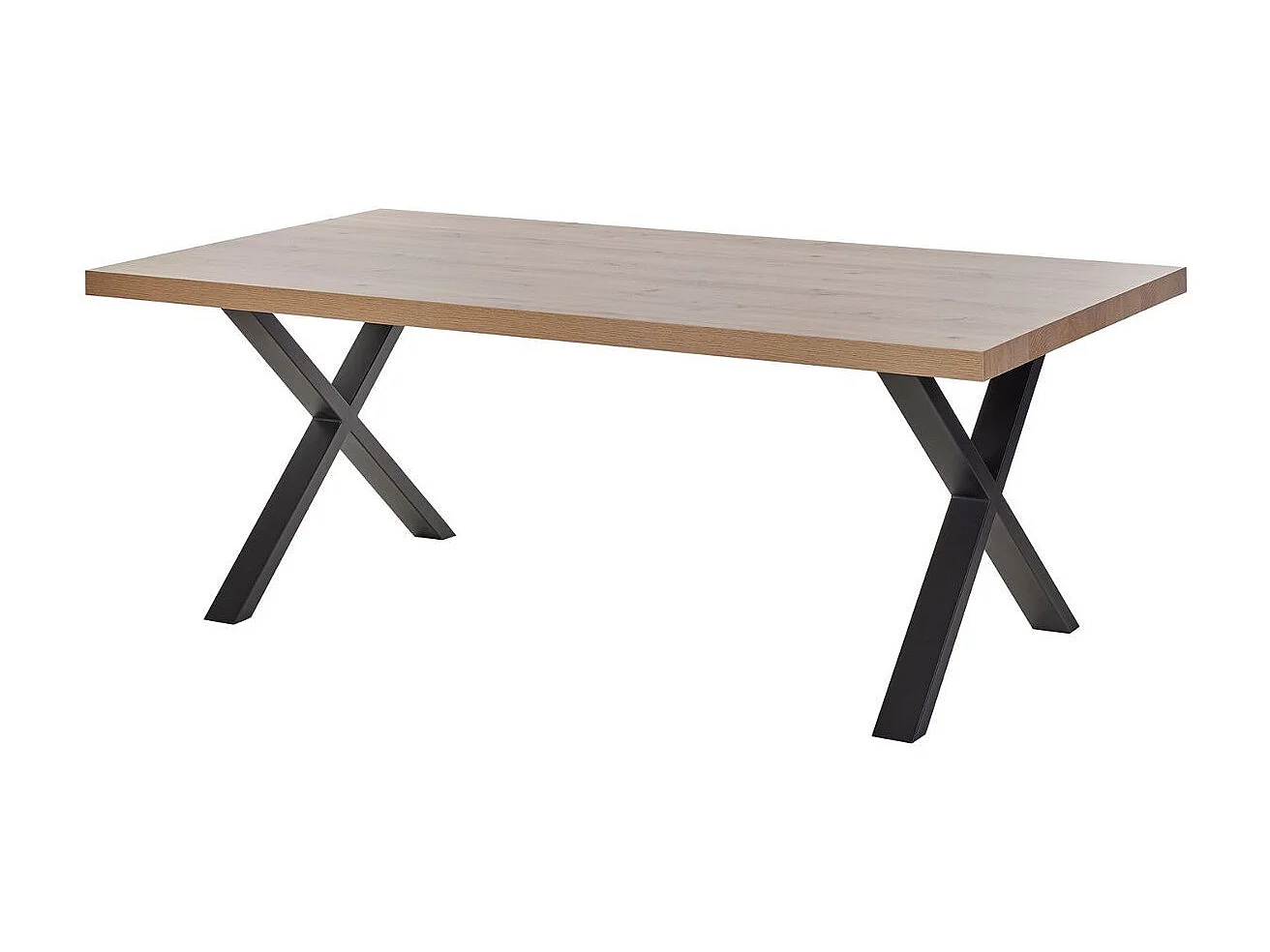 Ensemble séjour table repas 170cm piètement X + buffet aspect bois finition Hudson Oak - URIDSON