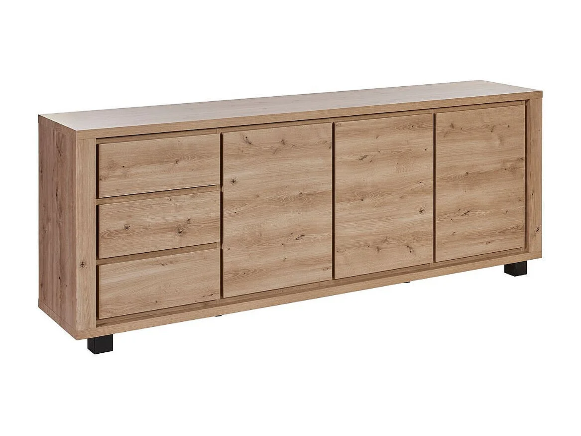 Ensemble séjour table repas 170cm piètement X + buffet aspect bois finition Hudson Oak - URIDSON