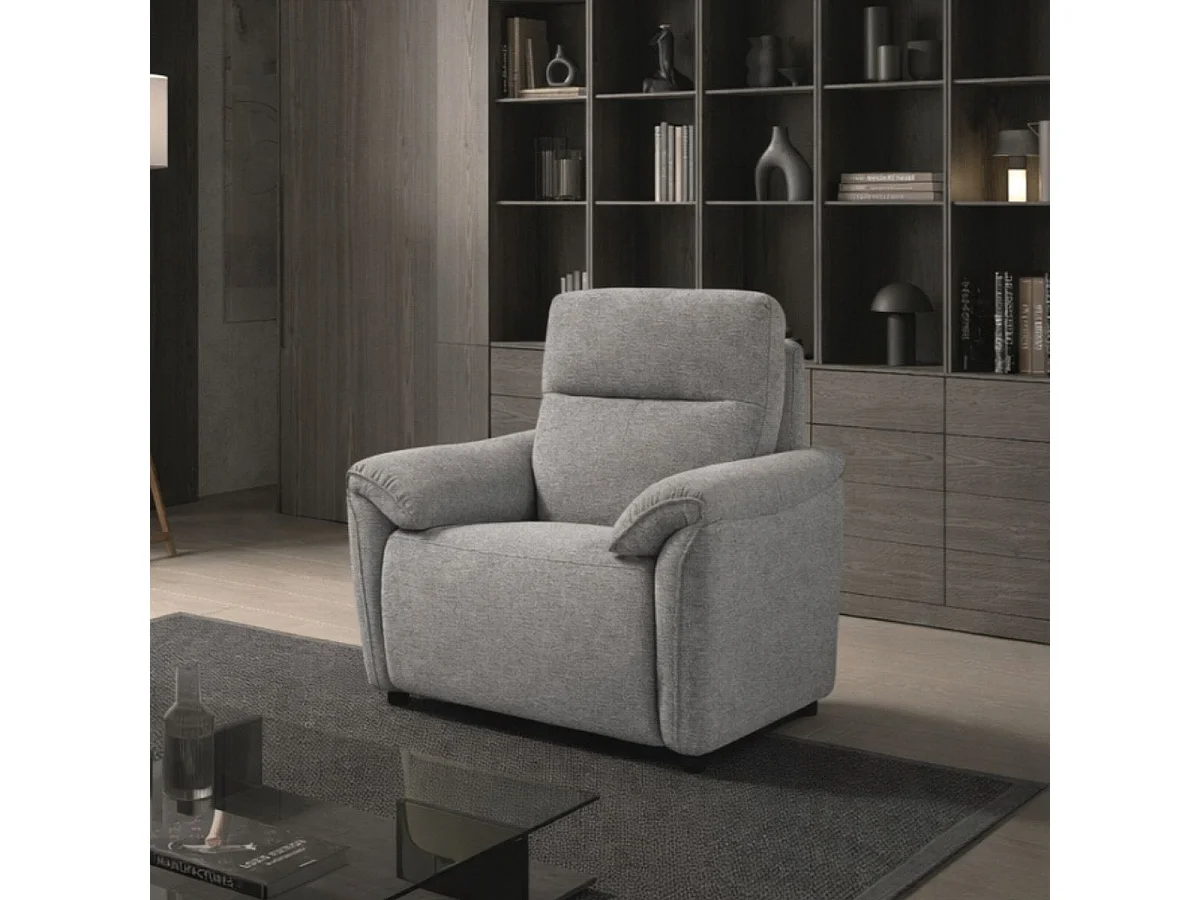 Fauteuil Relax Electrique Tissu Gris Chiné - MAZARO
