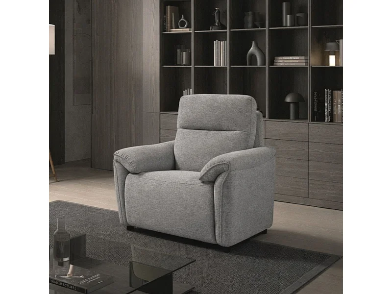 Fauteuil Relax Electrique Tissu Gris Chiné - MAZARO