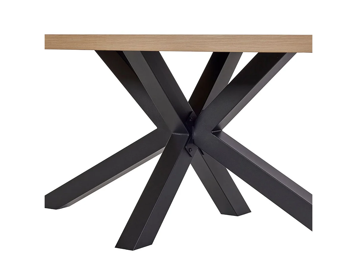 Ensemble séjour table repas ovale pied étoile + buffet aspect bois finition Castel Oak - SORIEL