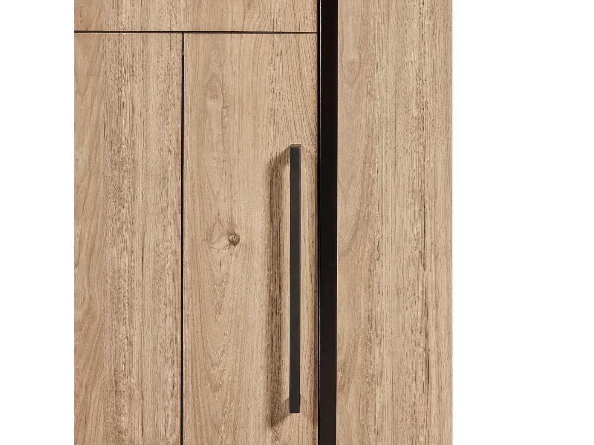 Ensemble séjour table repas ovale pied étoile + buffet aspect bois finition Castel Oak - SORIEL