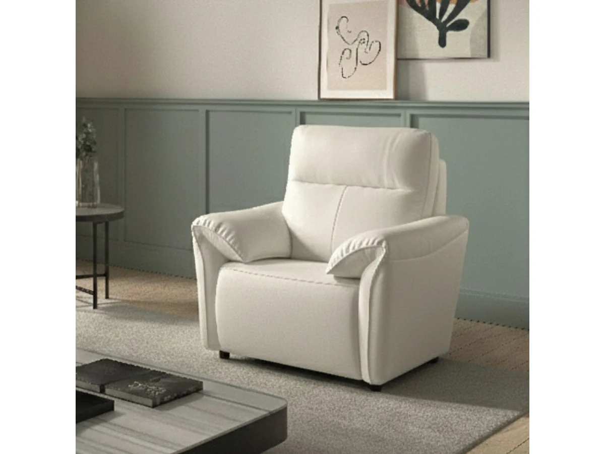 Fauteuil Relax Electrique Cuir Blanc - MAZARO