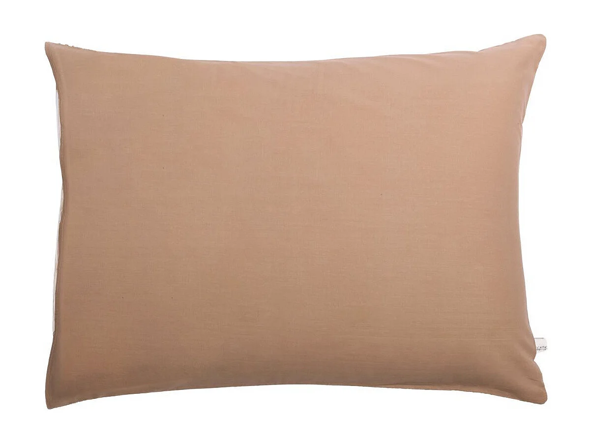 Taie d'oreiller 50x70cm coton imprimé feuillage blanc et sable - JAVEN