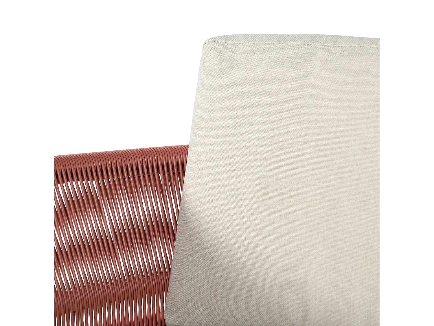 Salotto da giardino angolare in acciaio e corde, 4 posti, beige