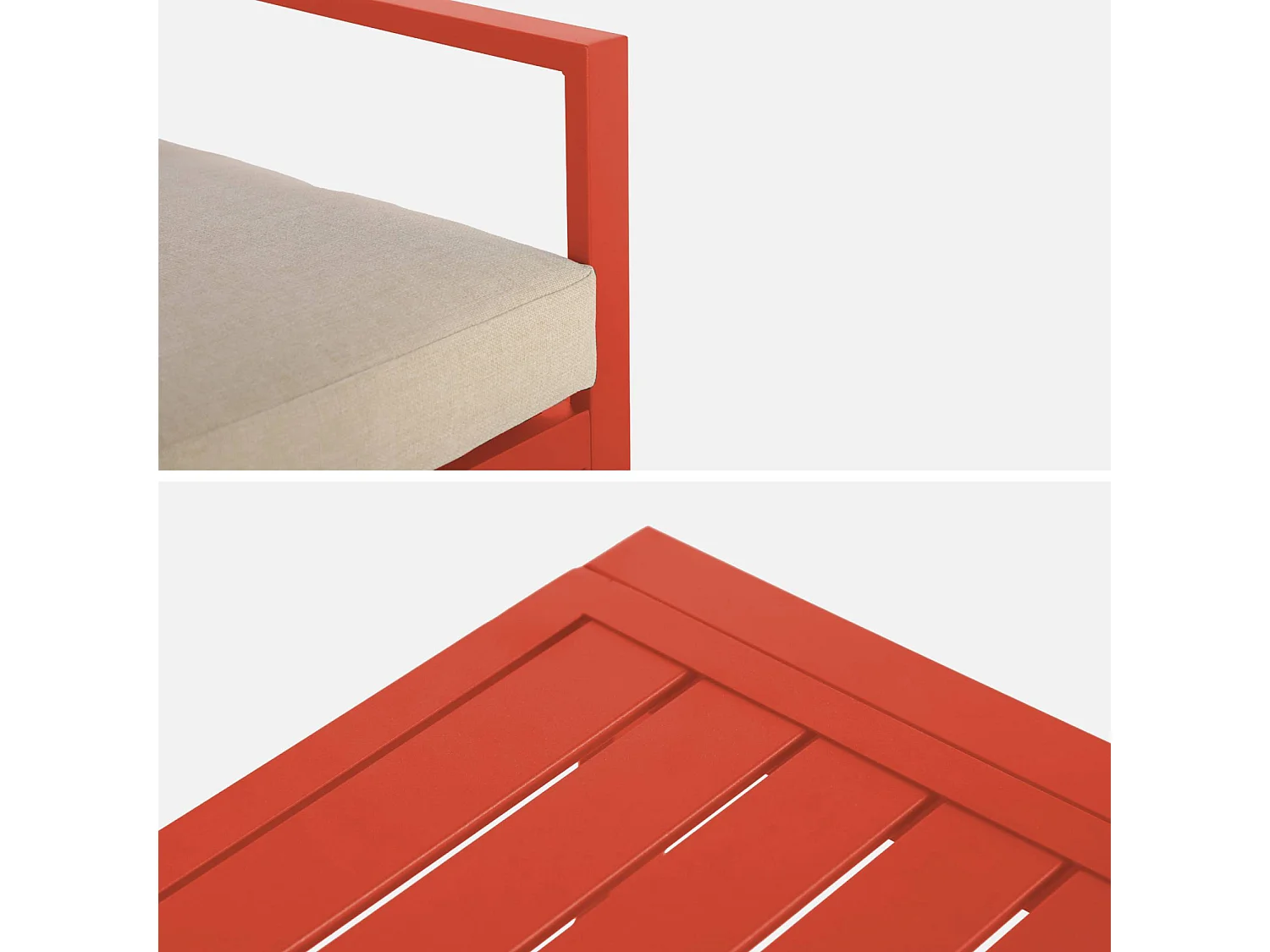 Salotto da giardino in alluminio, 4 posti, terracotta