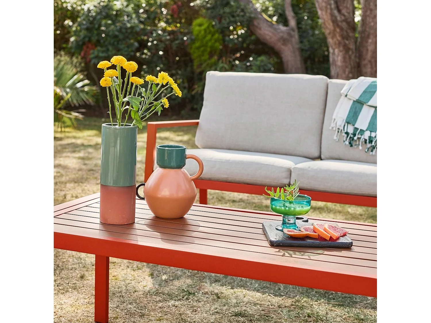 Salon de jardin aluminium 4 places terracotta - Onara