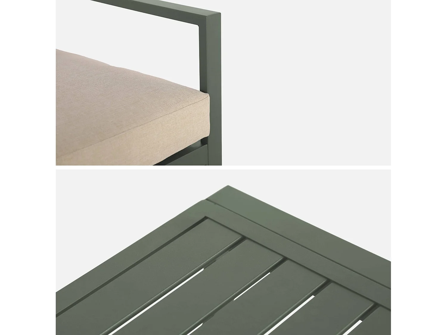 Salotto da giardino in alluminio, 4 posti, verde kaki