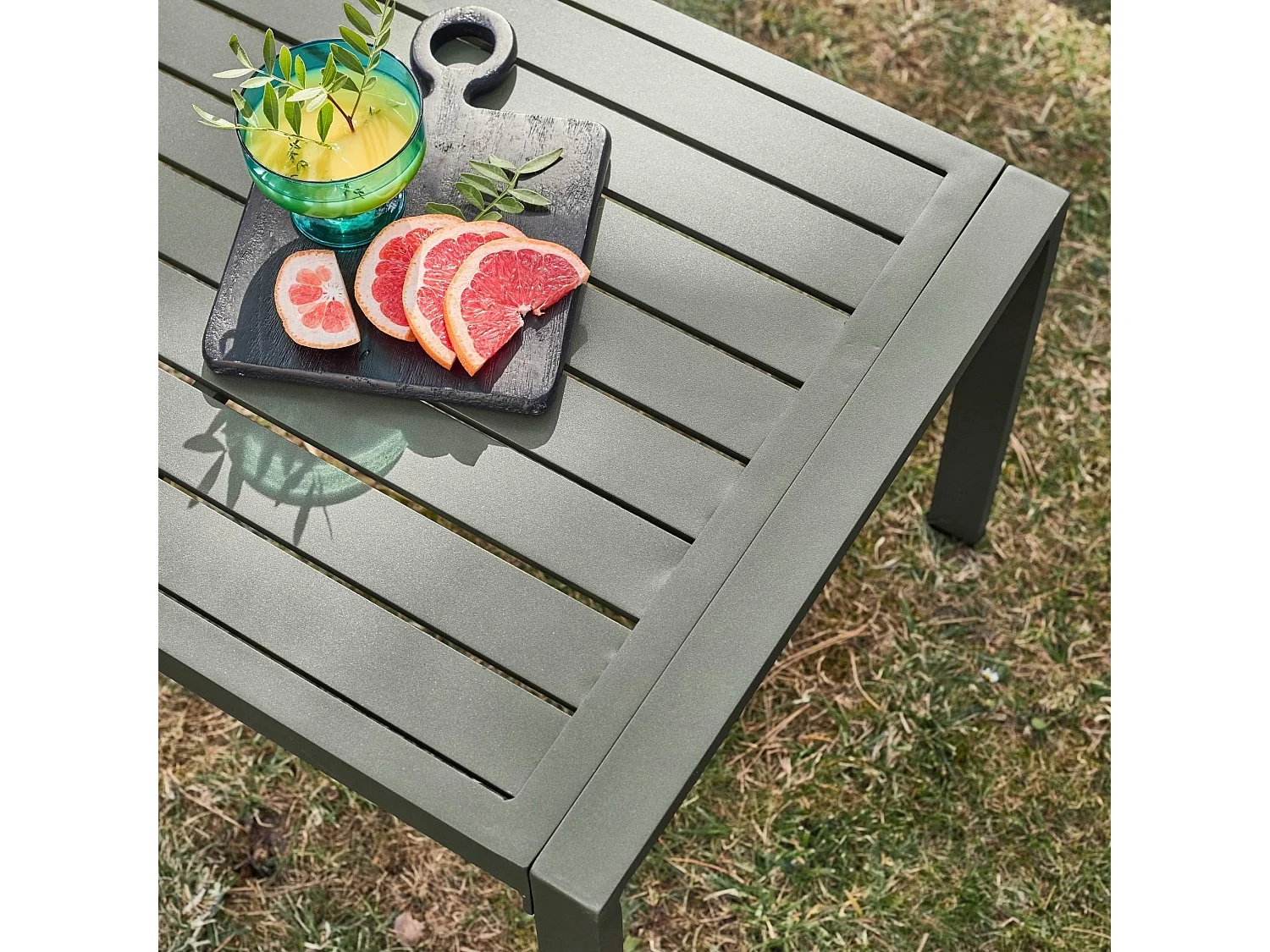 Salon de jardin aluminium 4 places kaki - Onara