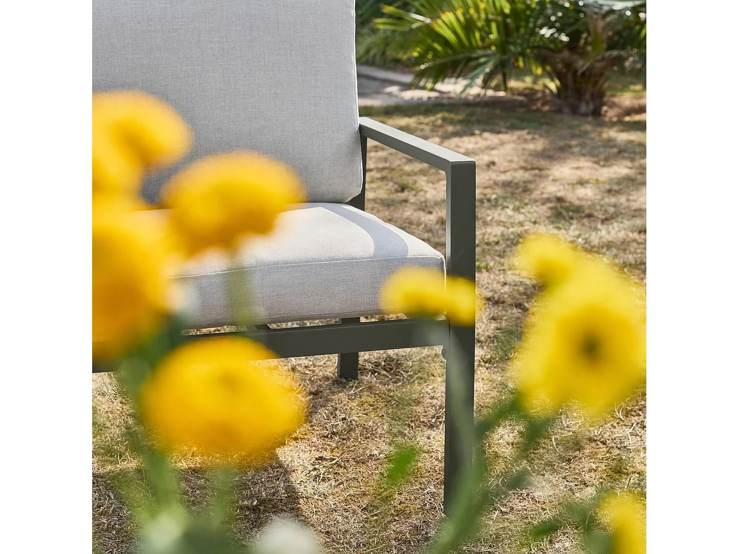 Salon de jardin aluminium 4 places kaki - Onara