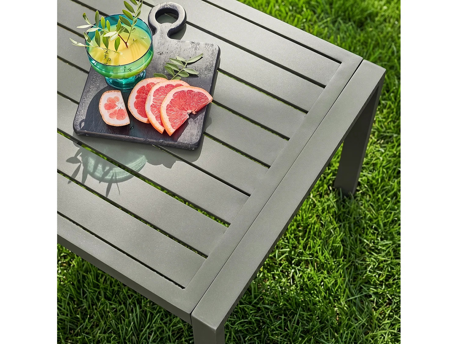 Salotto da giardino in alluminio, 4 posti, verde kaki