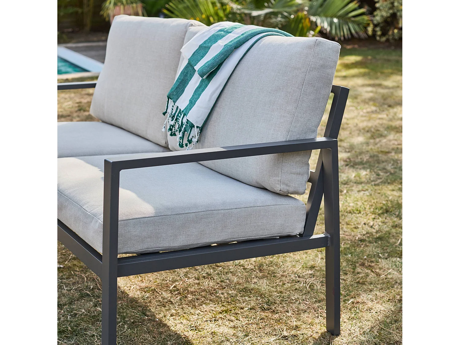 Salotto da giardino in alluminio, 4 posti, antracite