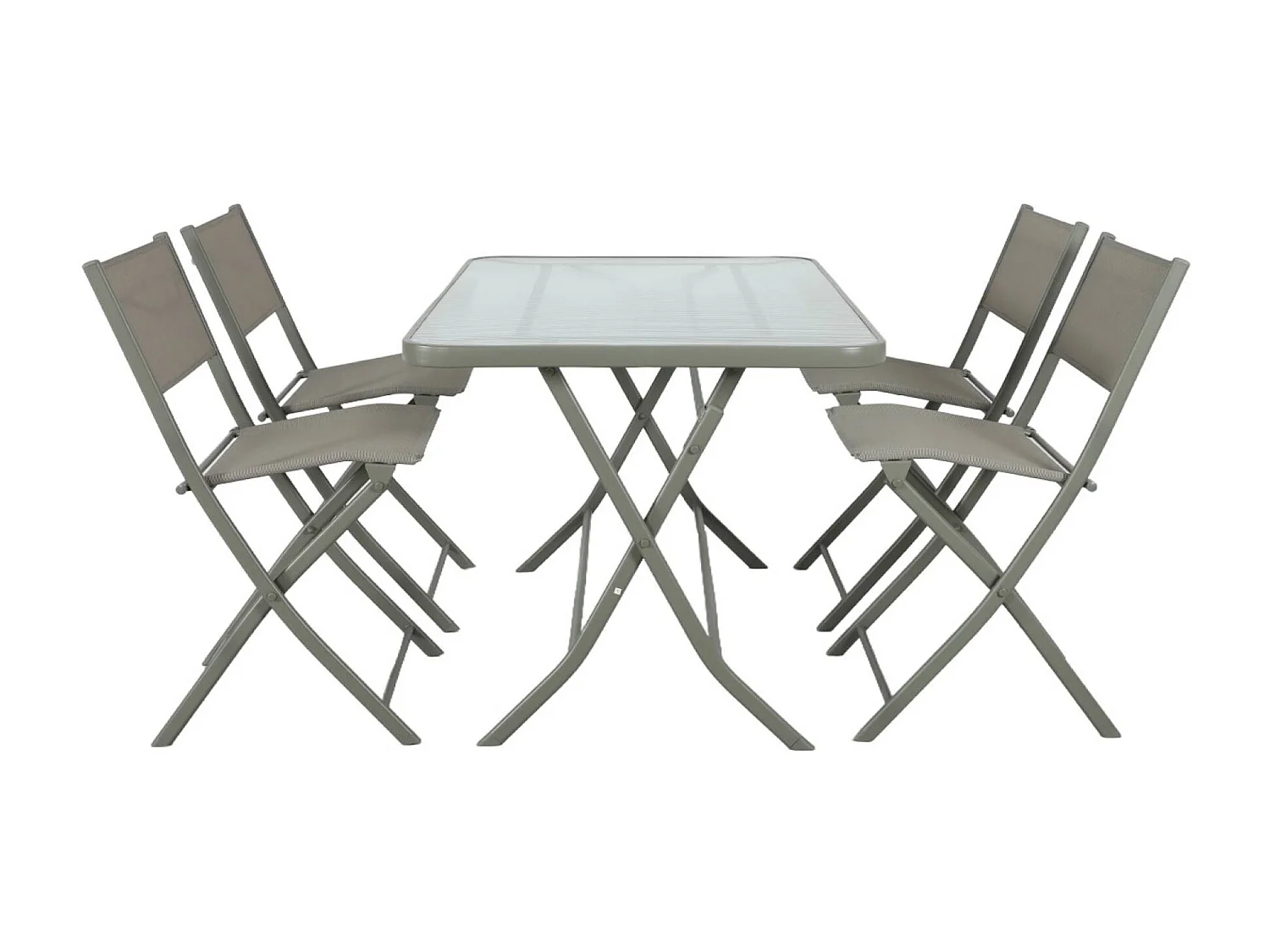 Set tavolo da giardino pieghevole in acciaio con 4 sedie, verde kaki