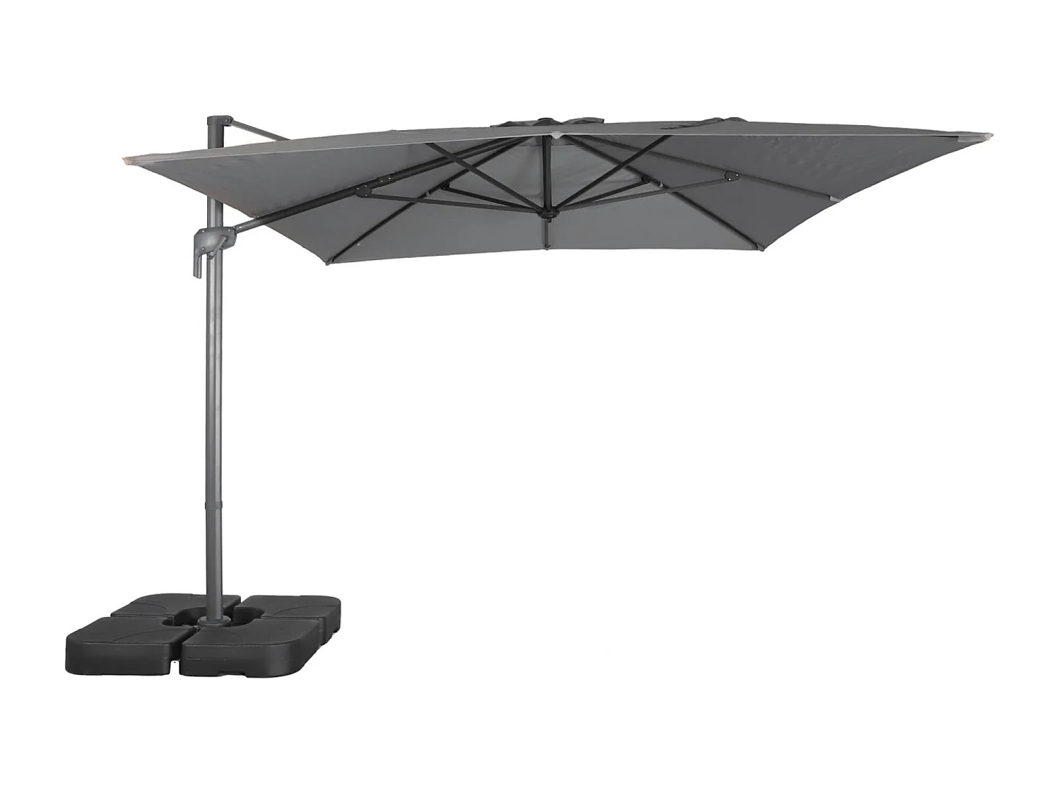 Parasol déporté rectangulaire 3x4m gris + dalles à lester 50x50cm - Antibe
