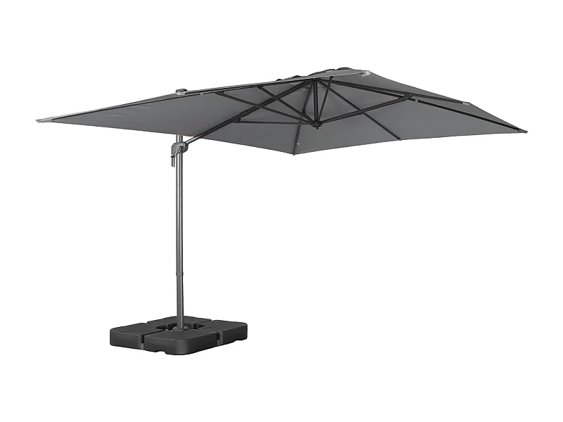 Parasol déporté rectangulaire 3x4m gris + dalles à lester 50x50cm - Antibe