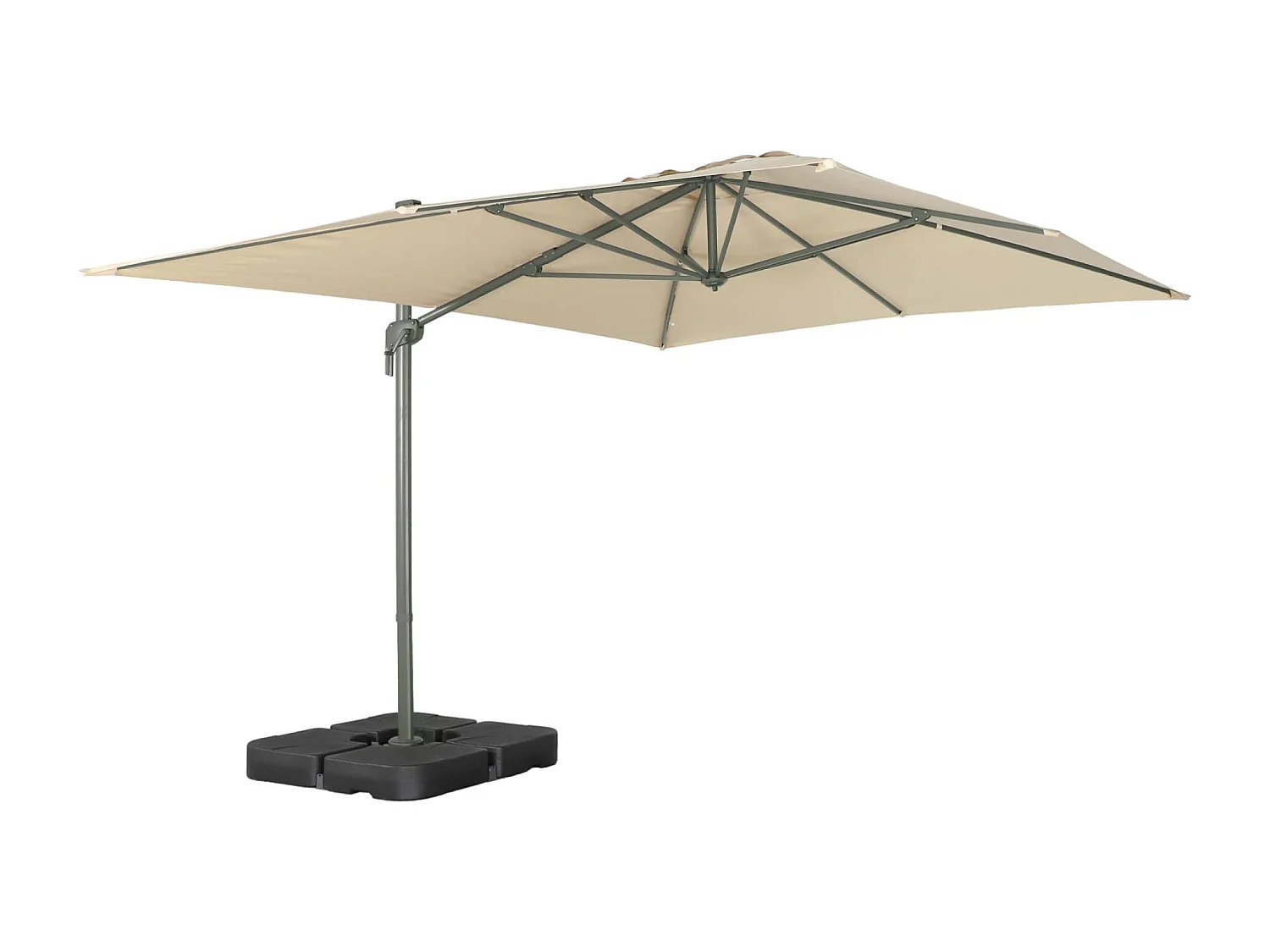 Parasol déporté rectangulaire 3x4m écru + dalles à lester 50x50cm - Antibe