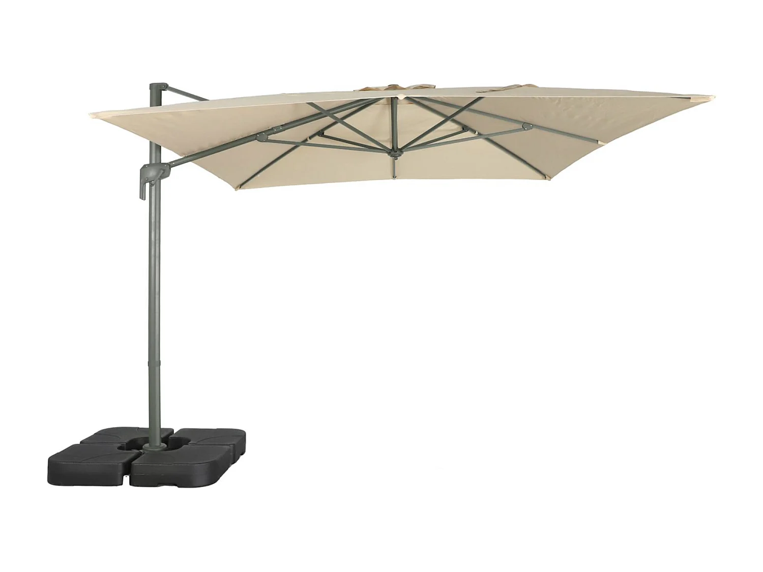 Parasol déporté rectangulaire 3x4m écru + dalles à lester 50x50cm - Antibe