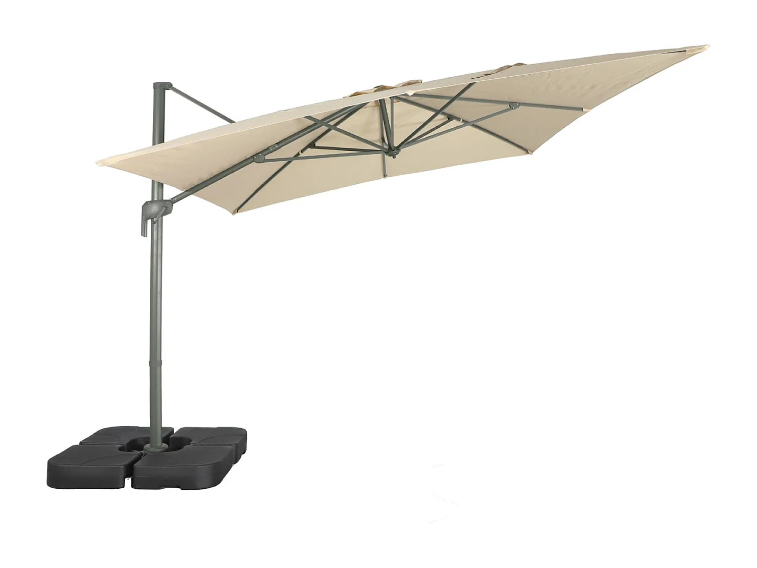 Parasol déporté rectangulaire 3x4m écru + dalles à lester 50x50cm - Antibe