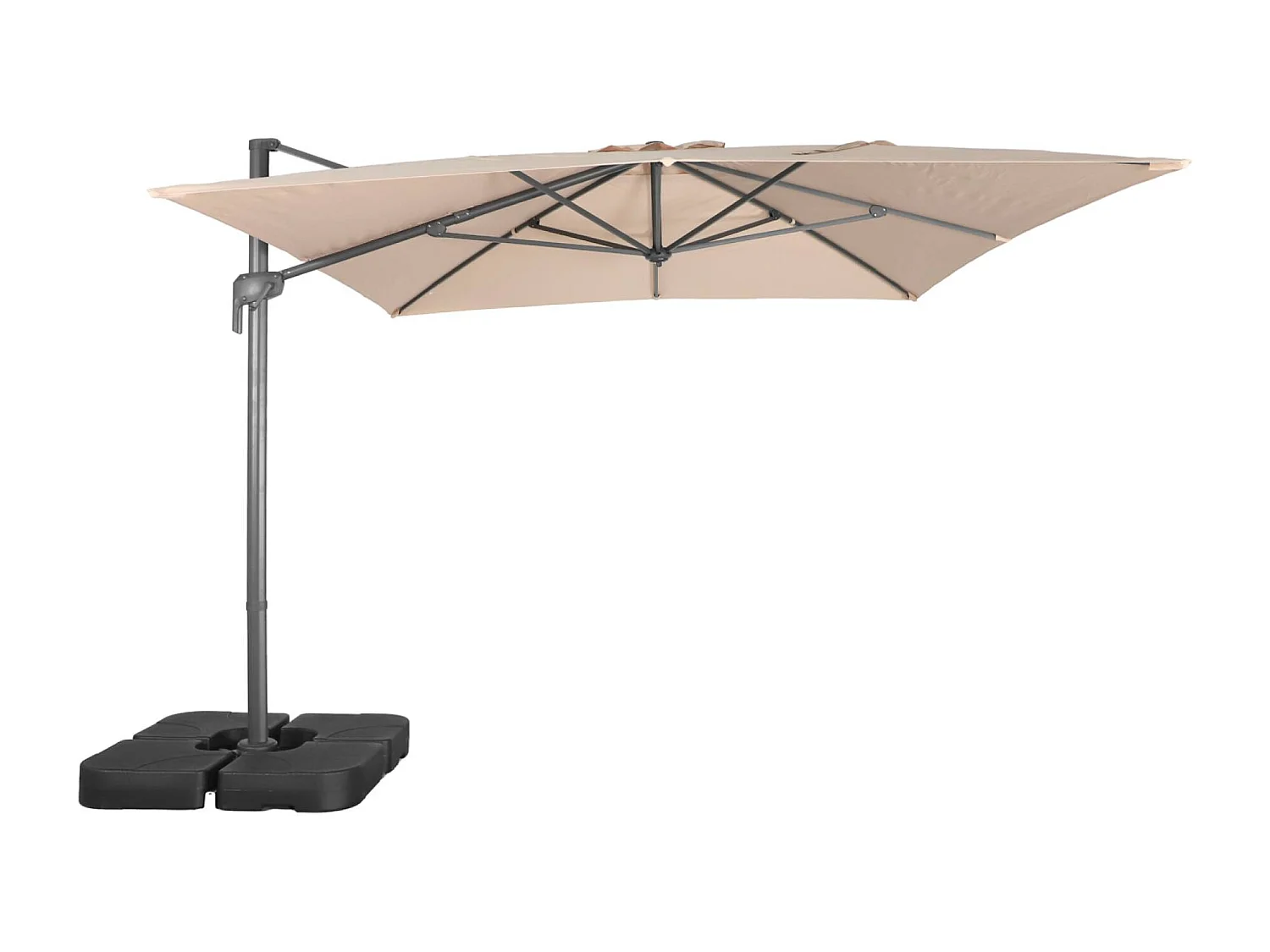 Parasol déporté rectangulaire 3x4m beige + dalles à lester 50x50cm - Antibe