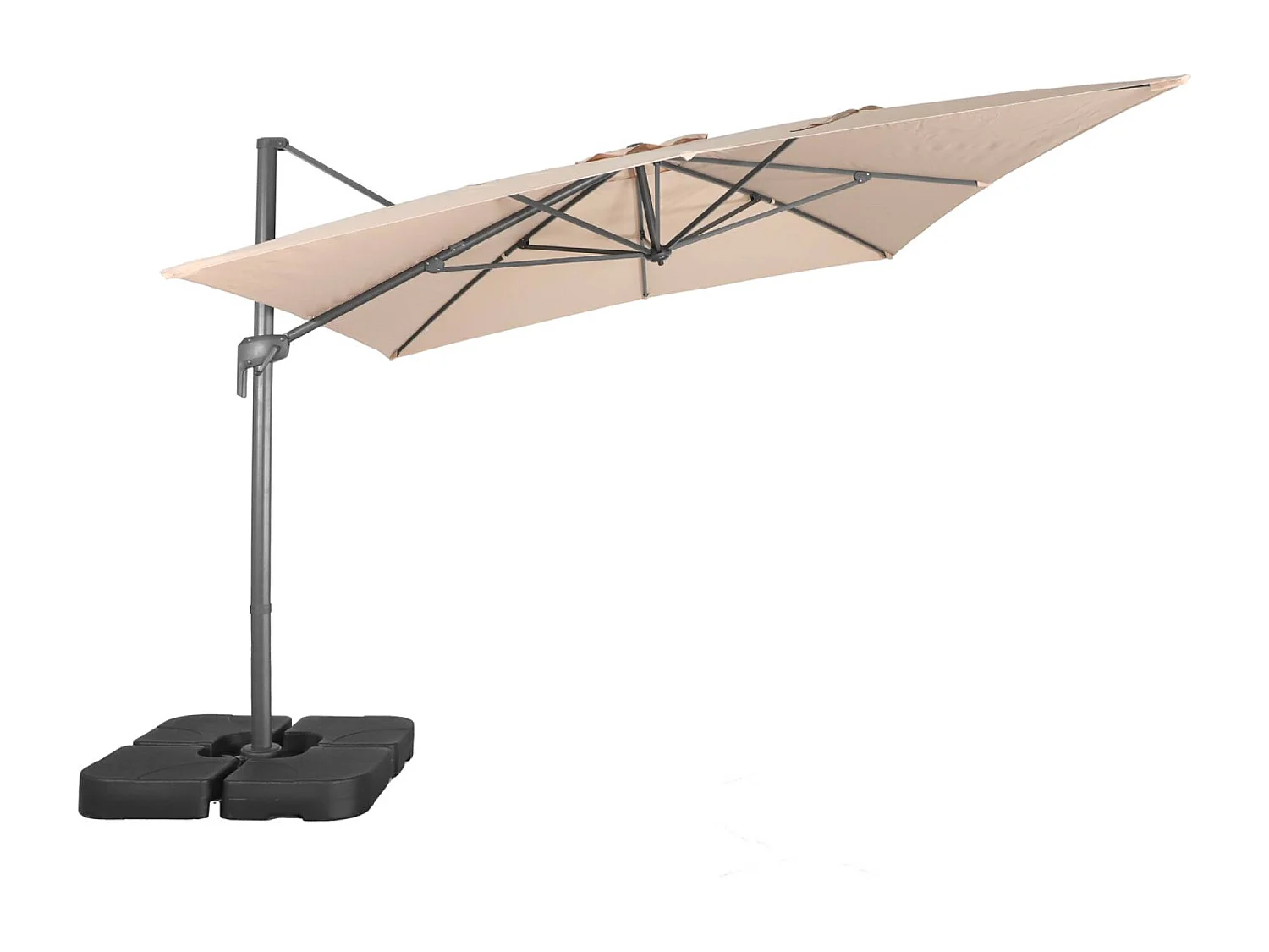 Parasol déporté rectangulaire 3x4m beige + dalles à lester 50x50cm - Antibe
