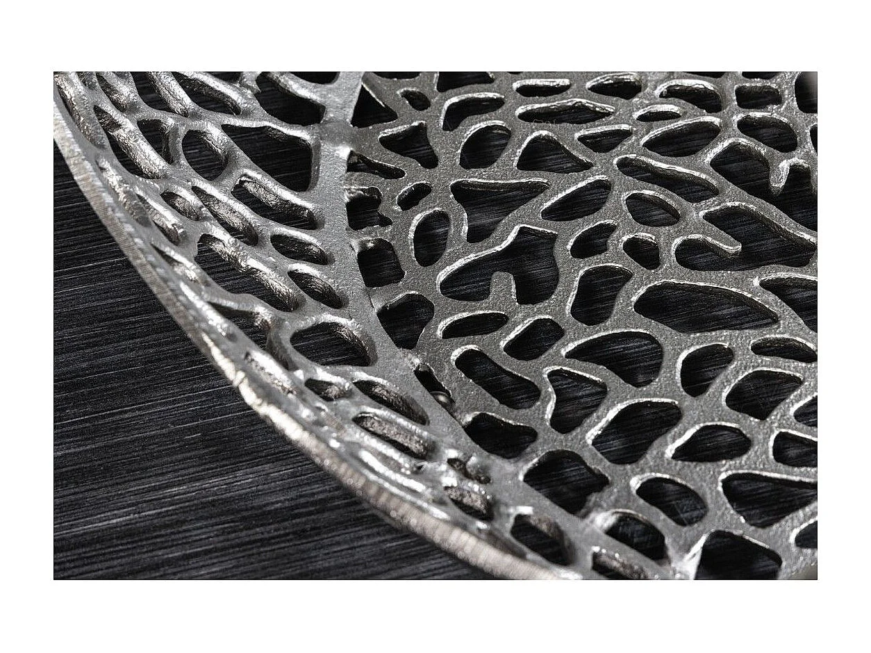 Table basse METRIX ronde 74 cm argentée avec plateau en verre trempé noir – Table basse design avec niches