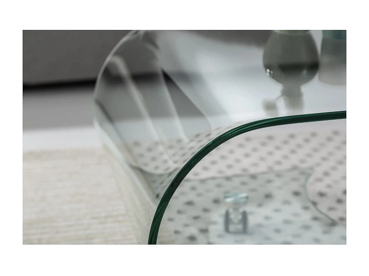 Glas Couchtisch HOLOW mit Rollen – Asymmetrischer Design Couchtisch aus gehärtetem Glas