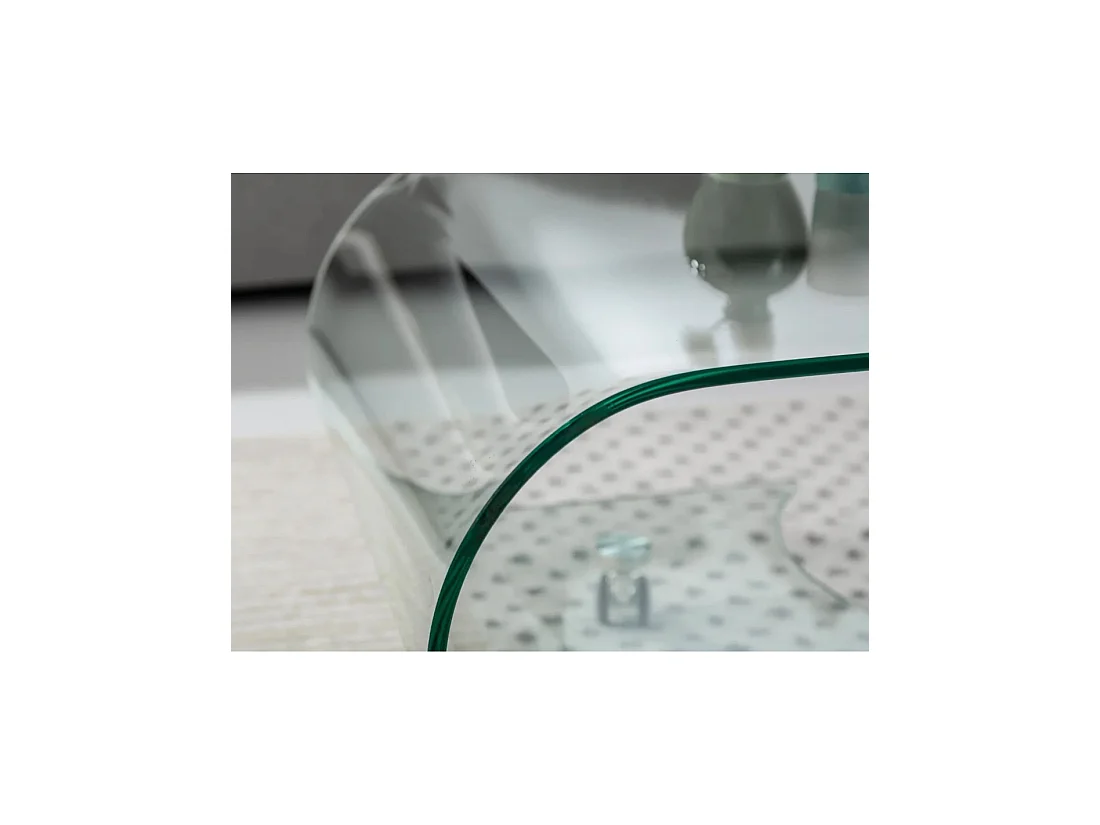 Table basse HOLOW avec roulettes – Table basse design asymétrique en verre trempé