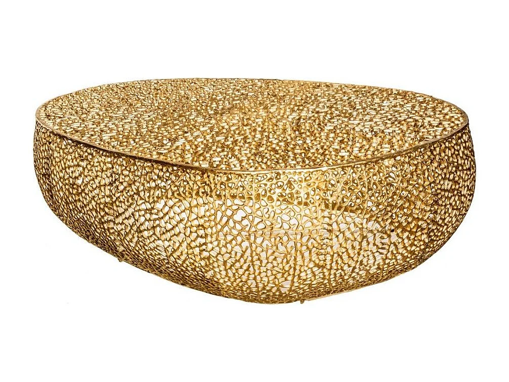 Table basse design METRIX 122x69 cm – Aluminium doré à motifs arrondis