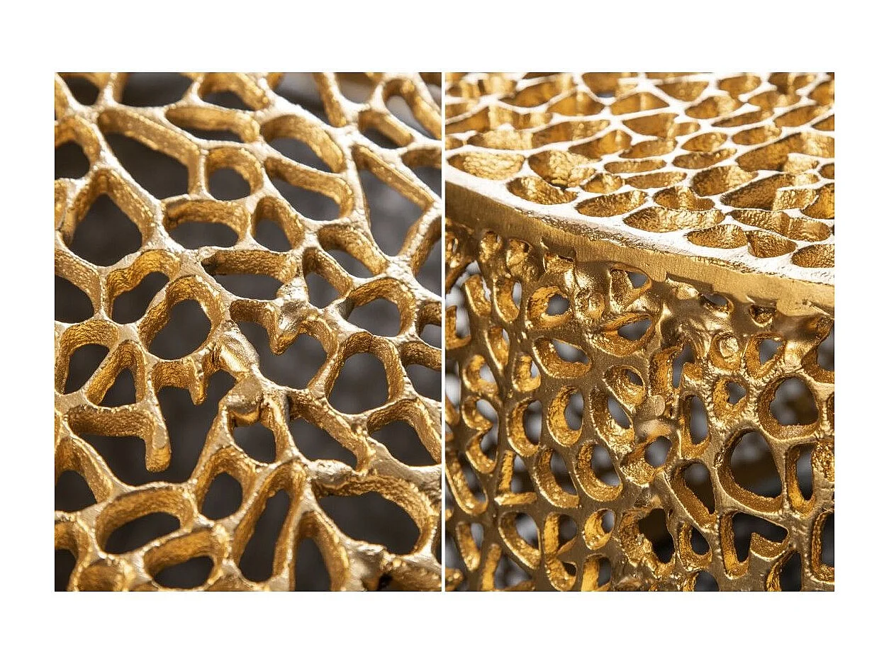 Table basse design METRIX 122x69 cm – Aluminium doré à motifs arrondis