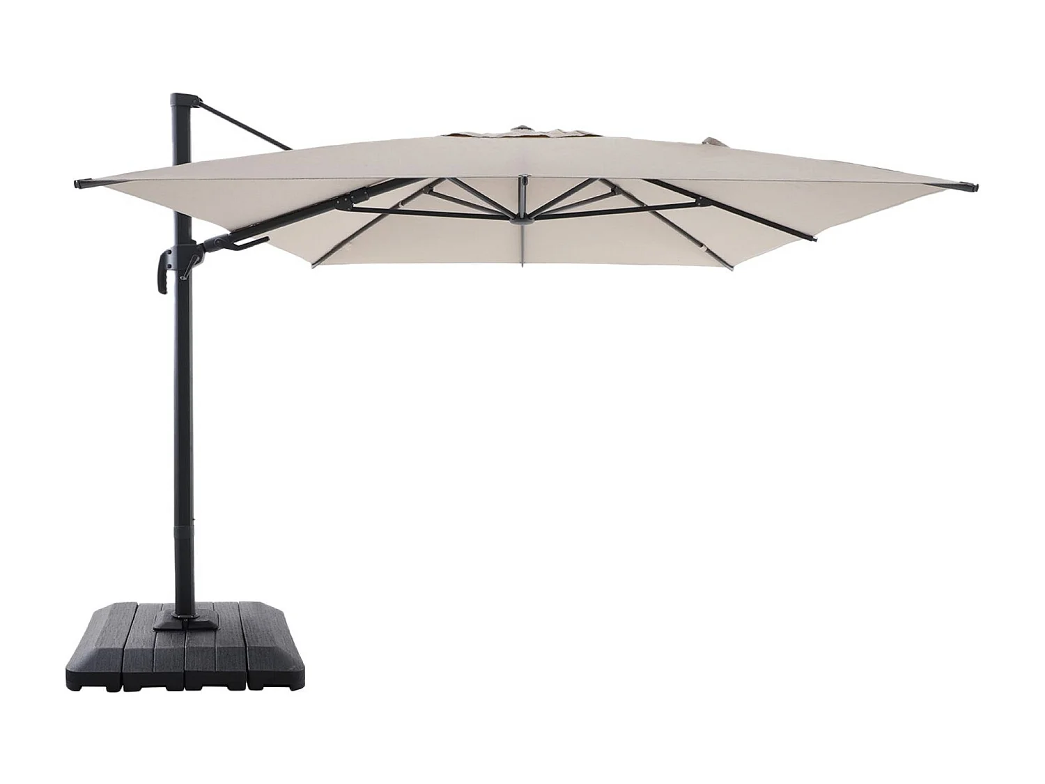 Parasol déporté rectangulaire 3x4m + housse et dalles à lester 98x98cm beige - Ombrea