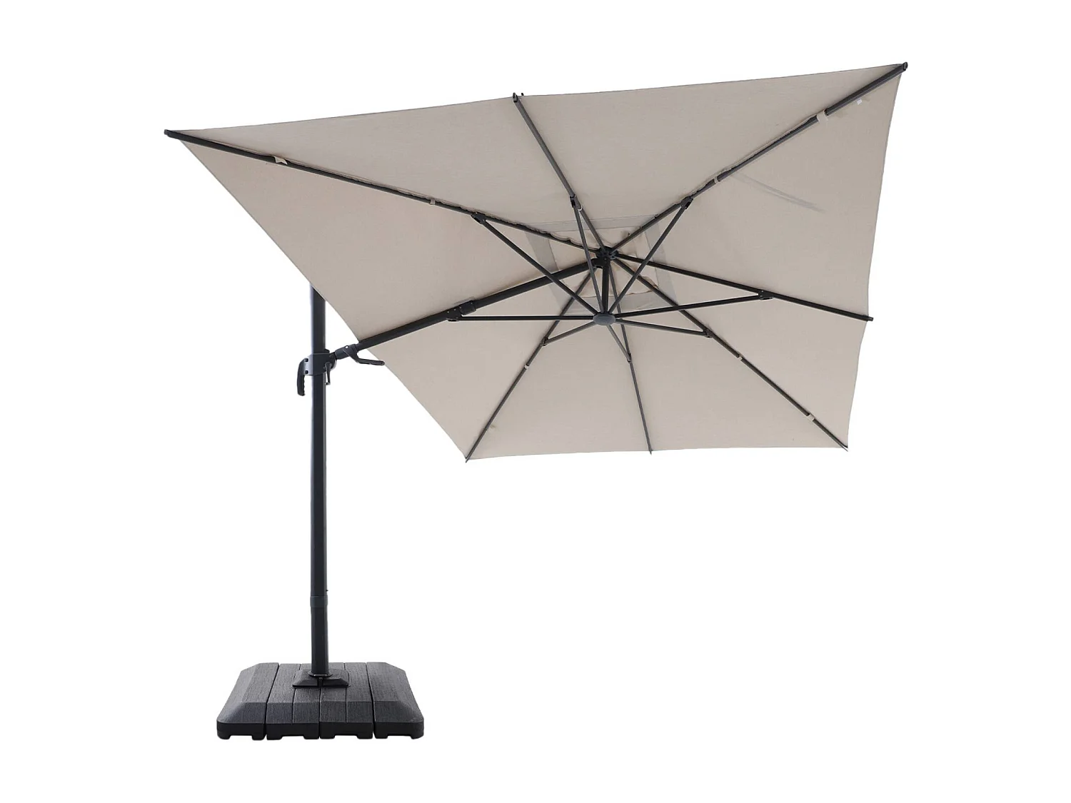 Parasol déporté rectangulaire 3x4m + housse et dalles à lester 98x98cm beige - Ombrea