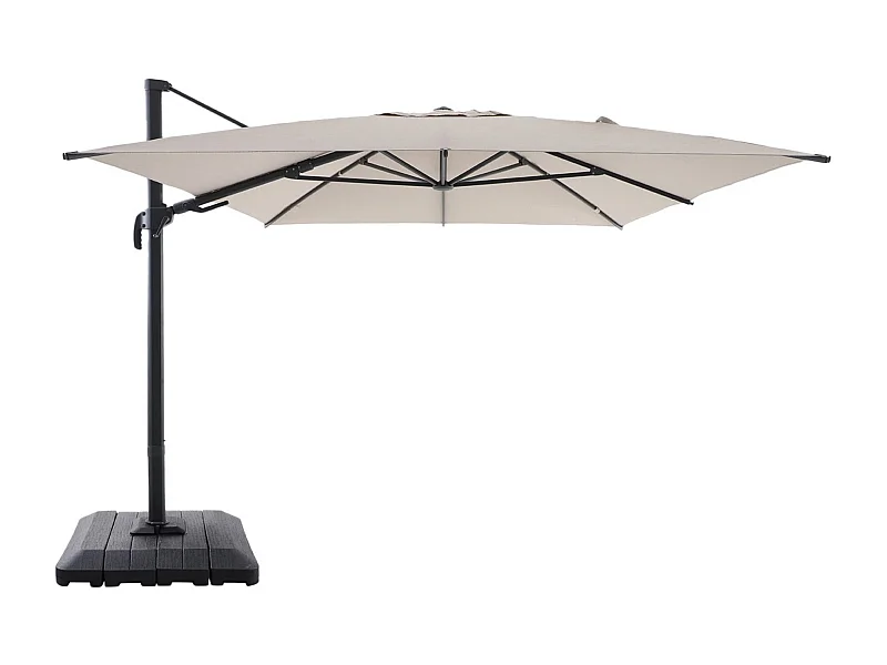 Parasol déporté rectangulaire 3x4m + housse et dalles à lester 98x98cm beige - Ombrea