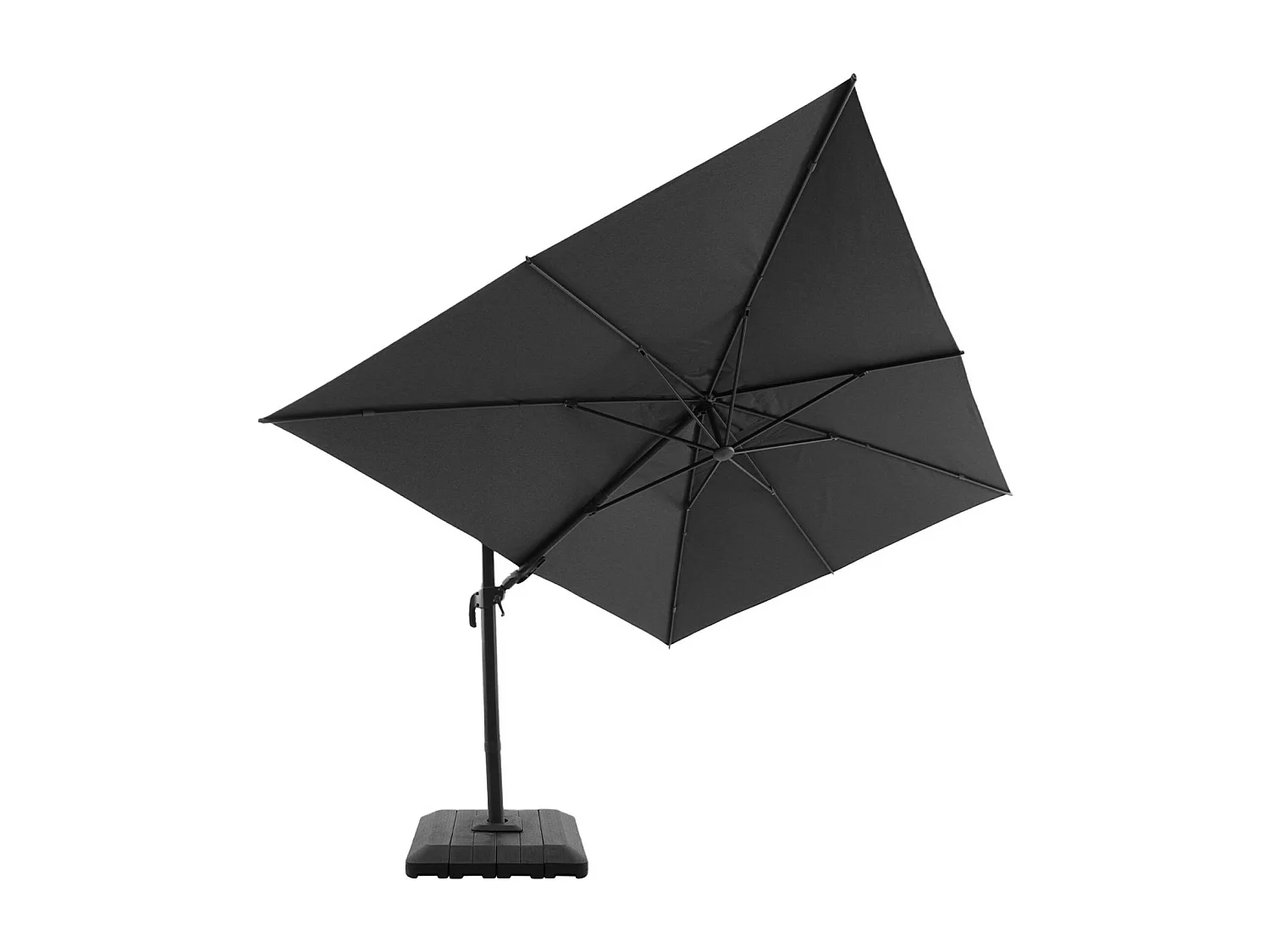 Parasol déporté rectangulaire 3x4m + housse et dalles à lester 98x98cm anthracite - Ombrea
