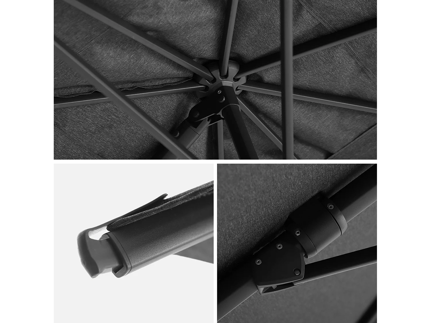 Parasol déporté rectangulaire 3x4m + housse et dalles à lester 98x98cm anthracite - Ombrea