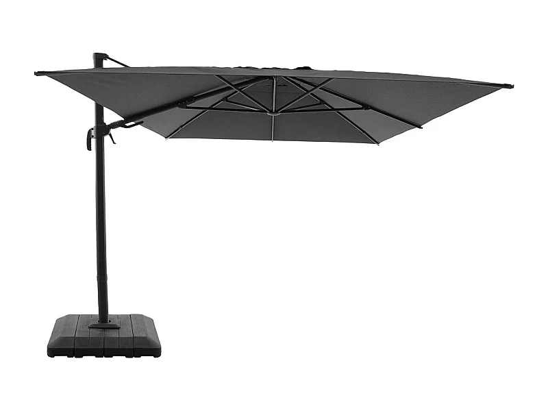 Parasol déporté rectangulaire 3x4m + housse et dalles à lester 98x98cm anthracite - Ombrea