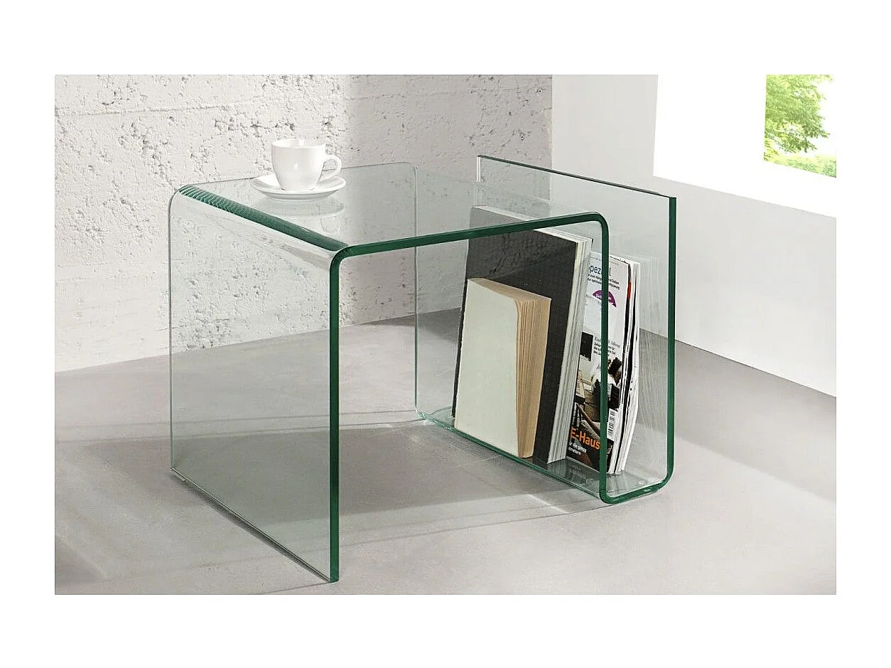 Table basse HOLOW en verre trempé – Table basse design asymétrique transparente