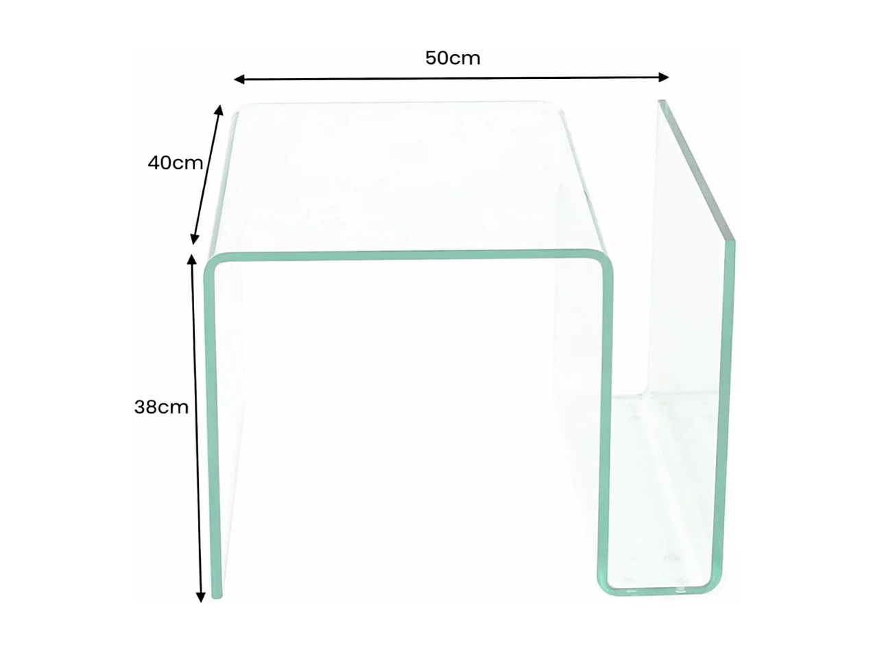Table basse HOLOW en verre trempé – Table basse design asymétrique transparente