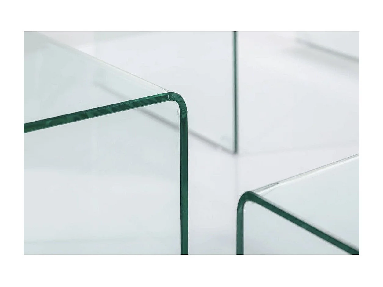 Tables basses empilables HOLOW – Lot de 3 tables basses design en verre trempé