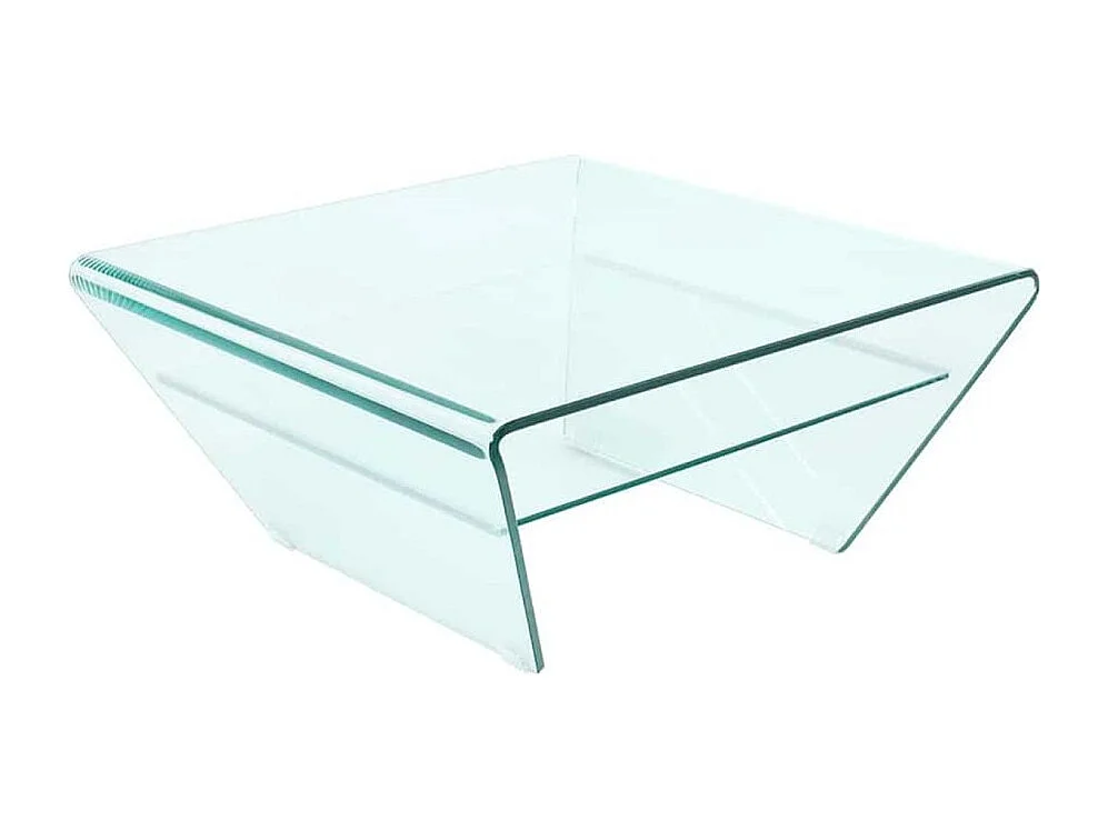 Table basse HOLOW avec étagère – Table basse design asymétrique en verre trempé