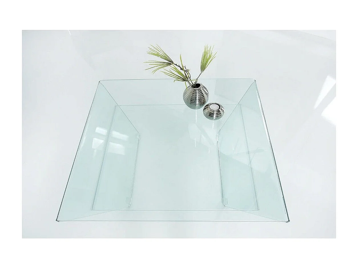 Table basse HOLOW avec étagère – Table basse design asymétrique en verre trempé