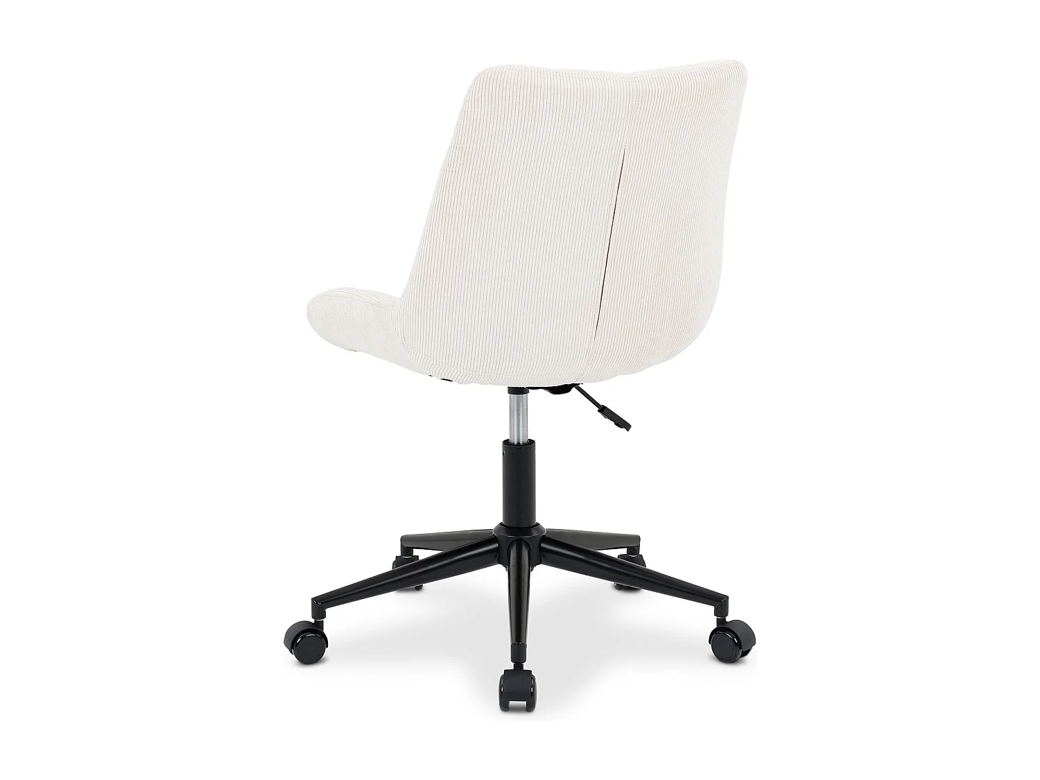 Chaise de bureau VASILO Fauteuil en Velours Côtelé Blanc Crème avec Piétement en Métal Laqué Noir, Assise Réglabe en Hauteur