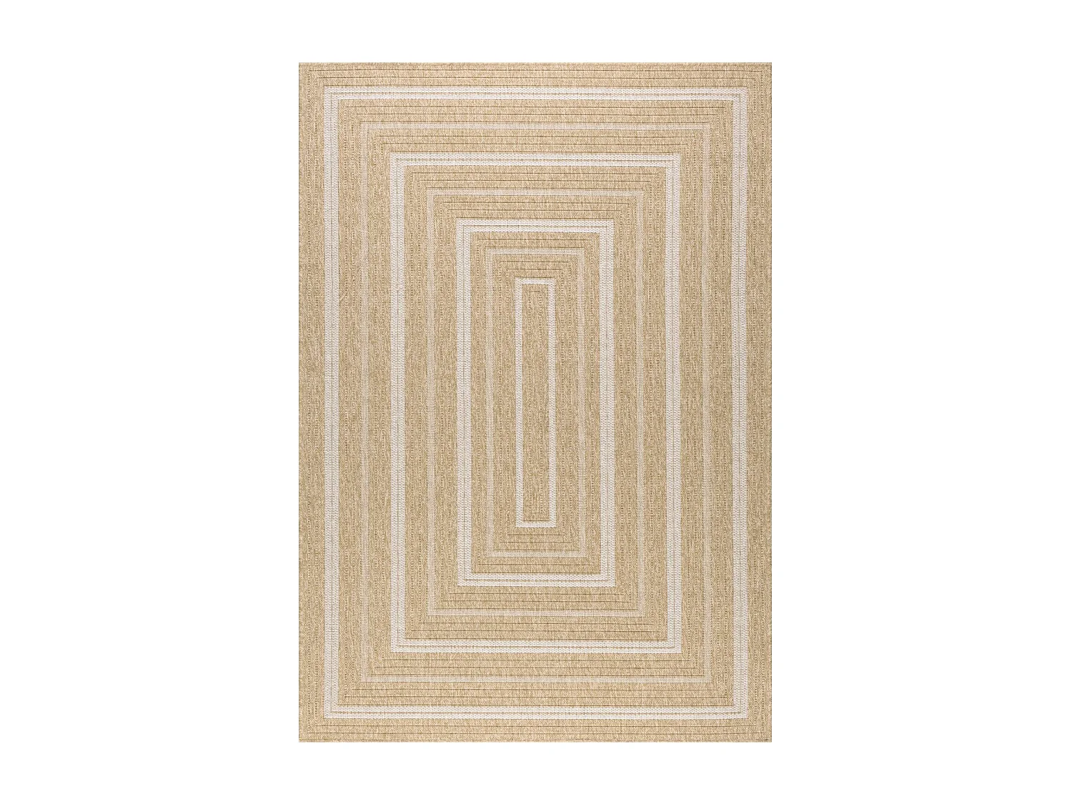 Tapis intérieur/extérieur rectangulaire effet toile de jute beige avec motifs 120 x 160 cm - Daymo