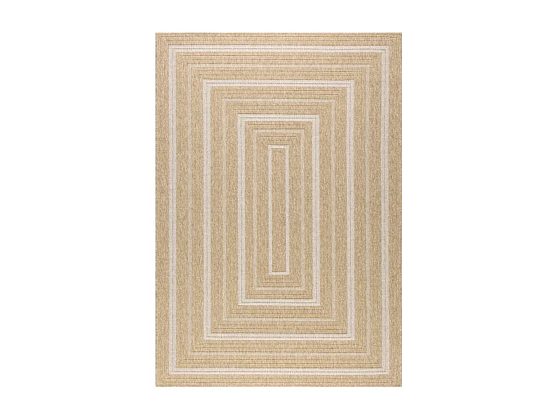 Tapis intérieur/extérieur rectangulaire effet toile de jute beige avec motifs 120 x 160 cm - Daymo